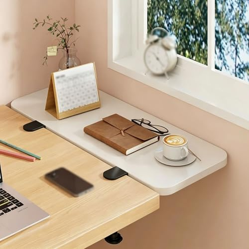 Vibeo Prolunga per Davanzale Prolunga Pieghevole da Tavolo con Morsetto, Mensola Estensibile da Davanzale per Interni Senza Foratura, Pannello Estensibile Resistente(White,60x20 cm (23.6x8 in))