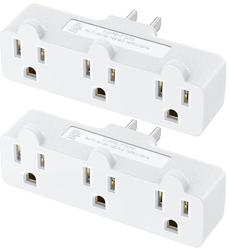 [ETL Listed] Cable Matters 2-Pack Spaced 3 Outlet Adapter, 3 Plug Wall Adapter, Grounded Plug Extender