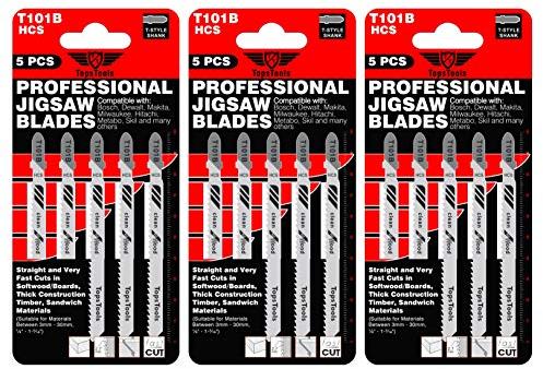 15 x TopsTools T101B Stichsägeblätter kompatibel mit Bosch Dewalt Makita Milwaukee und vielen mehr