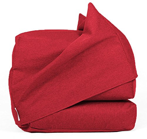 Arketicom FU-TOUF Weicher Hocker, der zum Klappbett Wird Klappbare Matratze oder Klappstuhl für Gäste Puff Room in Futon Stoff Gepolstert in Styroporkugeln 63x63x45 / 190x63x15 (Creme) (rot)