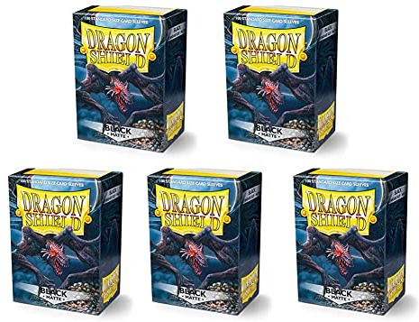 5 Packs Dragon Shield Matte Black Standard Size 100 ct Card Sleeves Value Bundle!