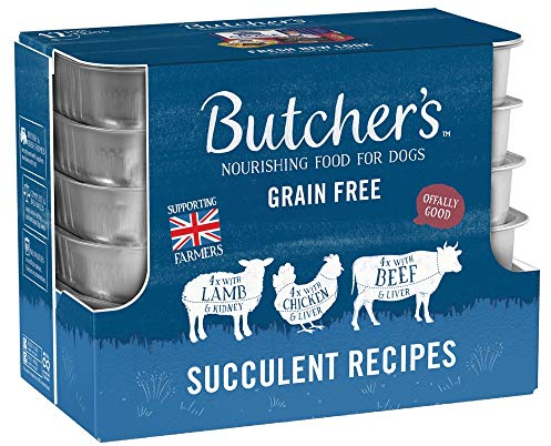 BUTCHER'S Complete Wet Tray Grain Free Hypoallergenic Adult Dog Food Succulent Recipes Pack 12x150g - Lamb, Chicken & Beef