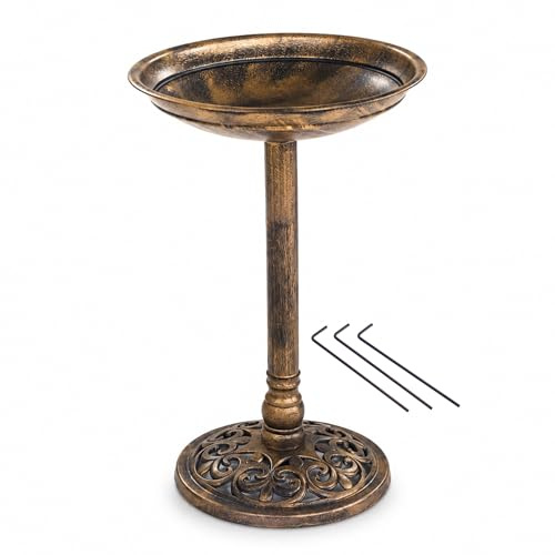Oypla Traditional Ornamental Pedestal Garden Water Bird Bath (Bronze)