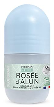 Organic Deodorant – Roll-on Deodorant Organic Alum Rosée – 98% Natural – Certified Organic – Fragrance-Free, Alcohol-free, Aluminium Free – 50 ml – Proposs'Nature