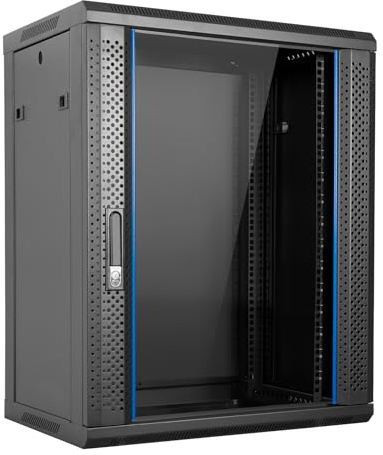 Aiten Data Armario Rack Mural 19 15U Medidas 600 x 600 x 790 mm Montado. Incluye Tornillos de Montaje y 2 Llaves para Cerradura Frontal