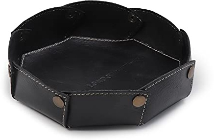 Londo Echtleder Rundes Tray Organizer – Praktische Aufbewahrungsbox für Geldbörsen, Uhren, Schlüssel, Münzen, Handys und Bürobedarf