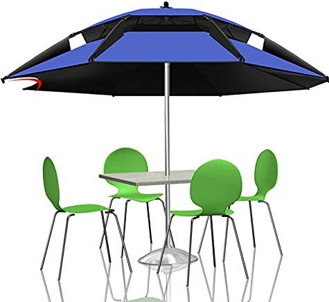 Refue Ombrellone da Esterno Tondo per Spiaggia Ombrellone da Giardino Parasole Portatile con Borsa di Trasporto Anti-UV, Antivento/Impermeabile Ombrello Pesca Nero/Grigio/Blu/Giallo