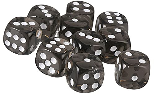 Yourandoll 10 STÜCKE Polyedrische Würfel D6 Würfel 16mm Acryl Dice Spielwürfel for DND RPG Dungeons & Dragons Tischspiele (Schwarz)