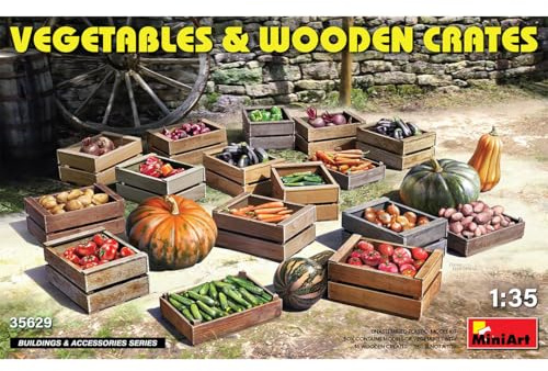 MiniArt MIN35629 Table à légumes et caisses en Bois Gris 1:35