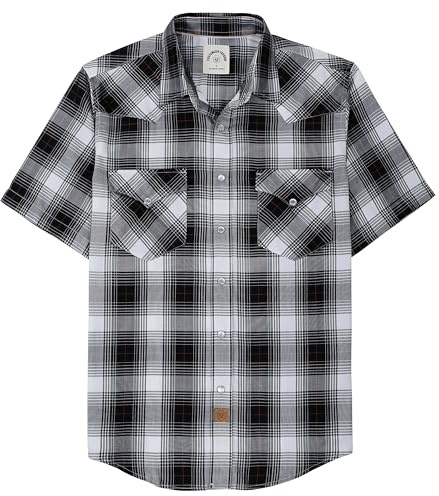 Dubinik® Rutig Casual Skjortor Herr Kortärmad Western Vintage Button Normal Fit med Hidden Pocket Spänne