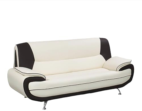 Mobilier-Deco MUZA - Canapé Design 3 Places en Simili Cuir Blanc et Noir