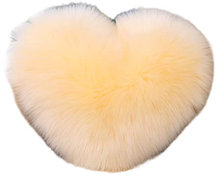 Reheyre Plüschkissen Herzform 50 x 40 cm Kissen Puppe PP Baumwolle Dekokissen Flauschiges Luxus Plüsch Kissen Sofa Kissen für Valentinstag, Muttertag Hellgelb