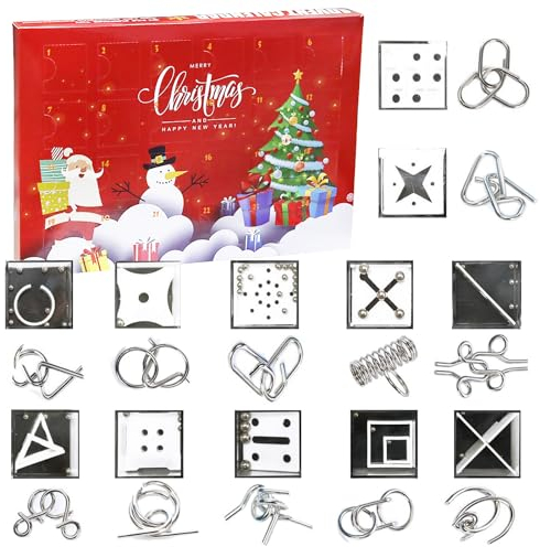 Adventskalender 2026, 24 Stück Adventskalender 2026 Geduldsspiele, KnobelspieleAdventskalender mit Metallpuzzle+Geduldsspiele Mini Denkspiel, Weihnachts AdventskalenderSpielzeug Knobelspiele Puzzle