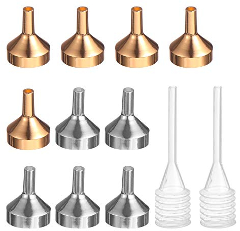 ULTECHNOVO Mini Funnels for Transferring Perfume and Spice Powder 12pcs Metal Funnel Set 3ml Spring Droppers for Laboratory and Travel Use