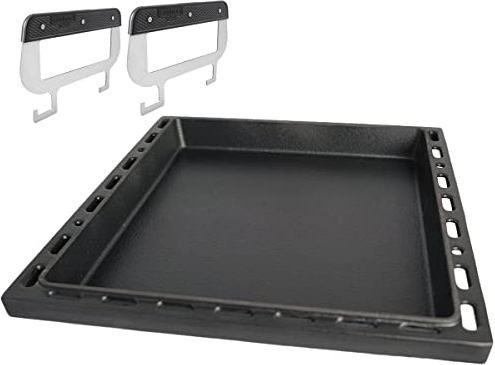 SANTOS einsetzbare Grillpfanne/Einsatzpfanne mit Griffen - Gusseisen Plancha - 28x45,1x4,6cm - versch. Napoleon Rouge & Freestyle Gasgrills - Paella