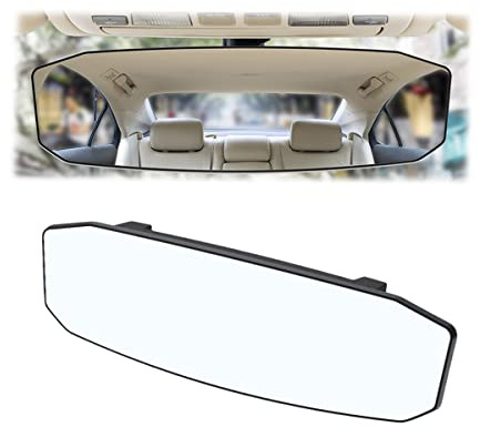 Car Rear View Mirror, 12 Inch Car Interior Panoramic Convex Rearview Mirror, Clip-On HD Wide Angle Extended Curved Mirror, Reduce Blind Spot Effectively, Universal Car Accessories (Irregular White)