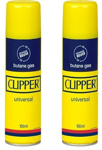 Clipper Gas Gelb White Pure Feuerzeuggas zum Nachfüllen GRATIS Crystal Balls (2X Gas Gelb 100ml)