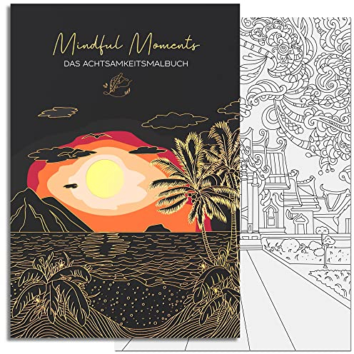 LEAF & GOLD® Malbuch für Erwachsene I Mandalas zum Thema Achtsamkeit I Ausmalbuch mit Perforation I Mandala Malbuch mit über 30 Motiven