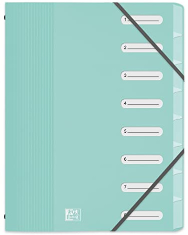 OXFORD School Life Ordnungsmappe A4 Standard 8 Fächer Polypropylen-Einband Pastellfarben