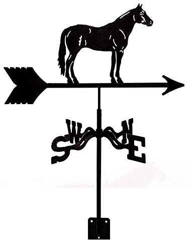 EICOFF Veleta de Caballo con Montaje en el Techo, indicador de dirección del Viento, Veleta de Metal Retro, Veleta de jardín, Herramienta de medición Creativa para Granja, Patio, hogar