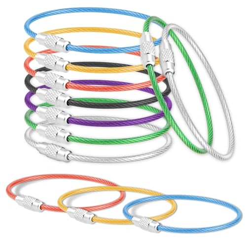 Lusofie 14 Pack Heavy Duty Steel Wire Key Rings - Large 15 cm /5.9 Inch Rust Resistant Keychains for Luggage Tags, Keys, Dog Tags & Organising