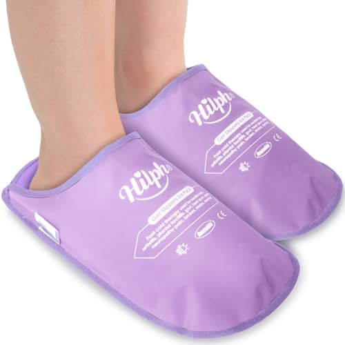 Hilph 1 Paar Gel-Kühlschuhe für Füße & Chemotherapie, Kühl-Slipper | Wiederverwendbare Kalt-Warm Kompressen für Chemo, Rheuma, Plantar-Fasziitis, Schwellungen an Füßen und Zehen, Lila