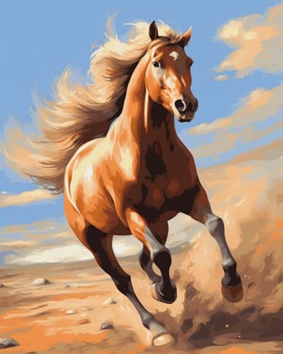 Maomaomi Paint by Numbers DIY Acrylic Painting Kit for Kids & Adults Beginner – 16 Wx20 L Colorful Horse Pattern