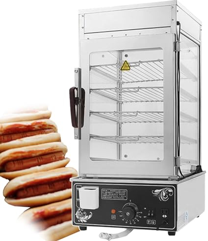 forplubossmmp Vaporiera Elettrica per Panini | Scaldavivande Caldi con Serbatoio Livello Acqua | Scaldavivande per Panini al Vapore | Vetrina con Porta in Vetro Temperato per Commerciale | 30-110 ℃