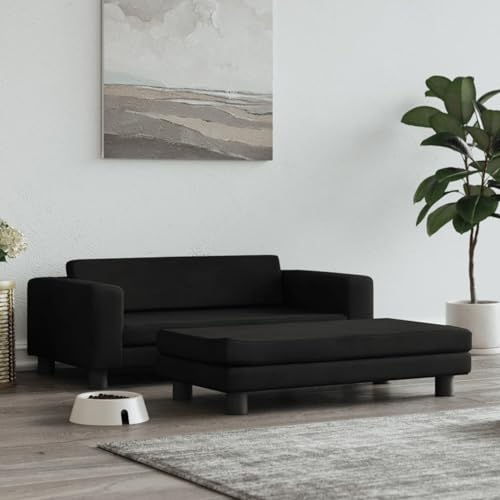 CIADAZ Hundebett mit Verlängerung Schwarz 100x50x30 cm Samt, Hundesofa, Hunde Bett, Hundekissen, Dog Bed, Kuschelbett Katzen, Hunde Couch, Hunde Sofabett, 172023
