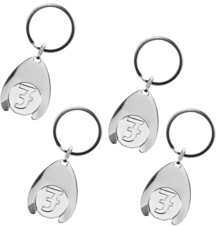 BRITECO 4-Pack Trolley Token Coin Keyring - Keychain Tokens for Shopping Carts, Reusable and Durable, Convenient and Portable Trolley Coins