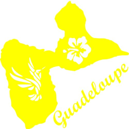 Sticker autocollant guadeloupe voiture, stickers auto gwada, vinyle haute performance pour auto … (jaune, 8 x 8 cm)