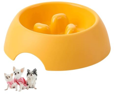 Antischlingnapf für Kleine Hunde, Anti Schling Napf Hund/Katze,Hundenapf, Katzennapf, Katzen/Katzenfutter Napf(Gelb)