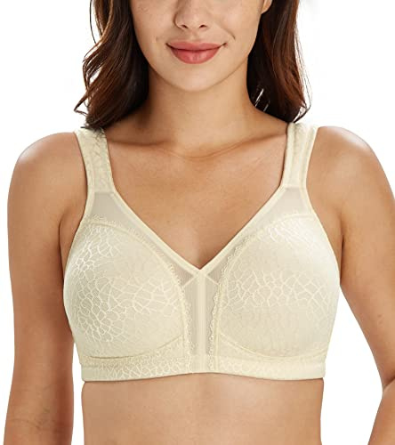 Lemorosy Soutien-Gorge Minimiseur Femme Grandes Tailles Confort Bonnets emboîtants sans Armatures Réducteur de Fort portrine Beige FR110E