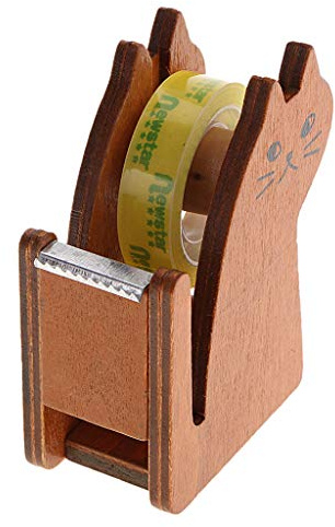 Klebebandabroller aus Holz, Rollenhalter, Schneider, transparente Klebebandrolle