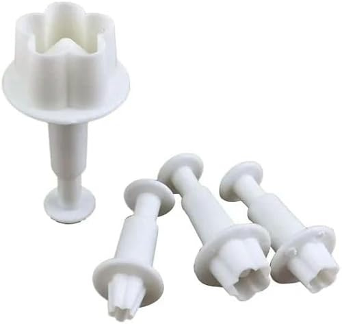 4 Pcs Flower Plunger Cookie Cutter Cake Decorating Tools - DIY Blossom Flower Fondant Mold - Plastic, Cake Baking Tool Accessories