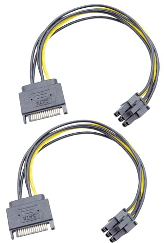 ELFJMZP Cable de alimentación SATA de 15 pines a ATX de 6 pines para GPU de 8,7 pulgadas (2 unidades)