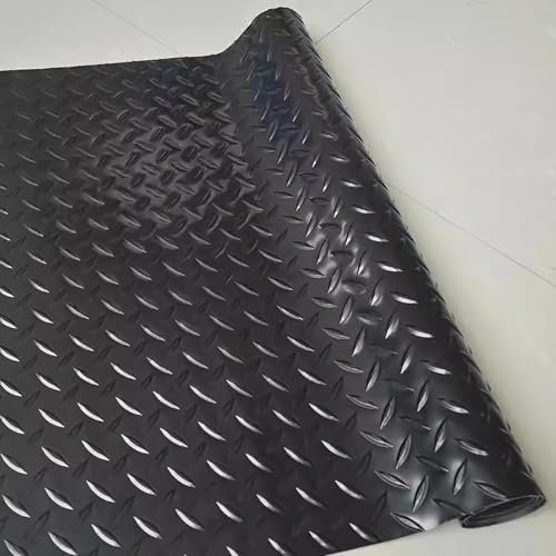 Tapis de Sol de Garage, revêtement de Sol en Caoutchouc losangé, antidérapant, pour Salle de Sport, Bateau, Voiture, remorque, Camping-Car, Pick-up,Noir,1x5m