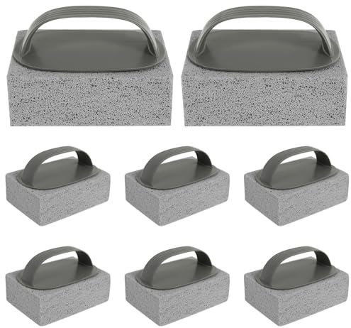 NZWBSHSSP 8 Pack Grill Cleaning Pumice Stone with Handle Griddle Cleaner Brick Block BBQ Cleaning Tool Remove Grease Oil Stains for Barbeque Griddle/Flat Top Grill/Racks