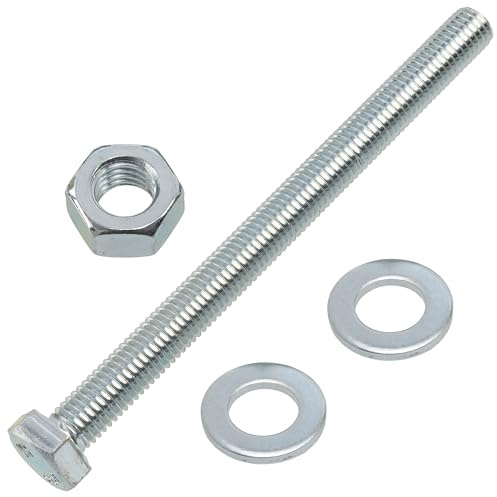 AERZETIX - Set di 5 bulloni a testa esagonale M12x150 mm + 10 rondelle M12x24 mm + 5 dadi esagonali M12 per il fai da te e il fissaggio leggero | acciaio