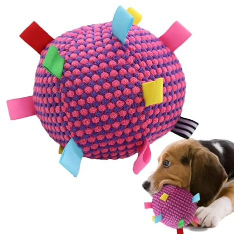 JIEBWCHA Boule pour chien, jouet roulant pour chien, jeu doux avec squeaky pour chiots et, chatons et chats, maison, intérieur, extérieur, entraînement à la morsure et moments de plaisir