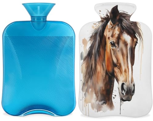 Entemne Wärmflasche, Wasserfarbe, Pferd, Kunst, Malerei, Wärmbeutel mit Bezug, wiederverwendbare Therapie-Tasche zur Schmerzlinderung, Menstruationskrämpfe, Muskelkater, Winterwärme, Geschenk für den