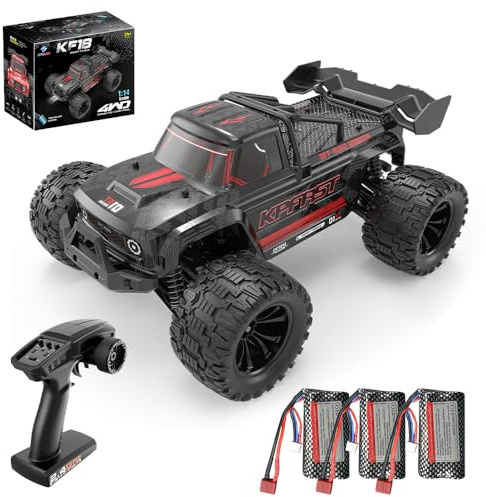 X-Verse KF18 1:14 Ferngesteuertes Autos Bürstenlose, 70 KM/H Schnelle RC Autos, 2.4GHz 4WD All Terrain Offroad RC Truggy RC Truck für Erwachsene- 3 Batterien(Schwarz)