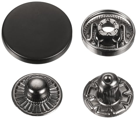 QUARKZMAN 30 Set 20mm Druckknopf, Metall Druckknöpfe Dunkel Schwarz | Legierung Aufnähen für DIY Handwerk Mäntel Leder Marine Boot Segeltuch Dunkel Kleidung