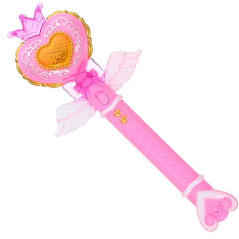 BESPORTBLE Varita Mágica Luminosa para Niñas Forma de Corazón Mini Varita de Luz 12 Canciones y Efectos de Luz Juguete para Fiestas y Disfraces Infantiles Accesorio Adecuado para Sesiones