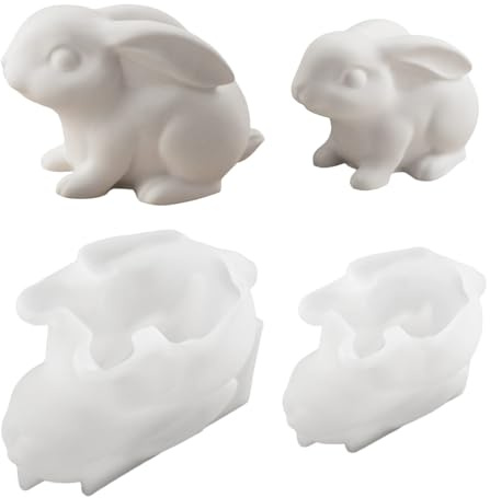 Rabbit Resin Molds,2/3 PCS Hear See Speak No Silicone 3D Bunny Moulds for Epoxy Resin Crafts Soap Clay Candle Making