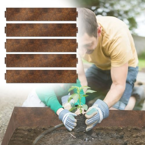 UISEBRT Cortenstahl - Bordo per prato zincato, 5 m, in metallo per aiuole, 15 cm, resistente alle intemperie, per aiuole fai da te, sentieri da giardino, alberi, giardini di ghiaia, ruggine
