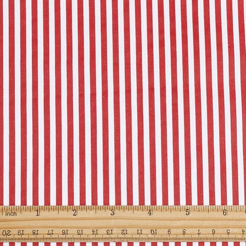PH PandaHall 1m Rot Weiß Streifen Stoff von Die Yard Gestreifter Baumwolle Stoff 1.6m Breite Streifen Gedruckt Nähenstoffe Gestreift Dekorativstoff für DIY Kostüm Patchwork Quilting Basteln Heimdekor