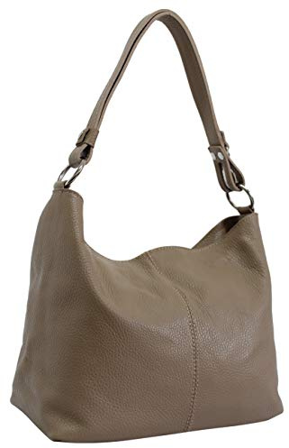 AMBRA Moda GL005 - Borsa con tracolla, borsa a mano in pelle, borsa a spalla, hobo bag da donna (taupe chiaro)
