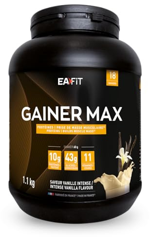 Whey - Prise De Masse - Gainer Max - EAFIT - Vanille Noisette - 1,1 Kg | Whey Protein, Prise De Poids Et De Masse Rapide, Source De Glucides, Vitamines, Protéines Musculation, Certifié Anti Dopage