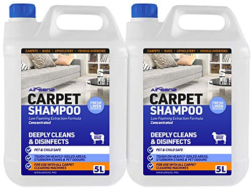 AIRSENZ Professional Carpet Shampoo - Low Foaming Extraction Formula Suitable For All Carpet Cleaning Machines (Fresh Linen, 10L)